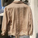 Cloud Chaser  Striped Tie Front Top Beige Black L Photo 3