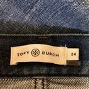 Tory Burch  Blue Medium Wash High Rise Faded Denim Straight Leg Jeans Size 24 Photo 5