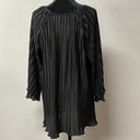 kim rogers  Pleated Tunic Top Black Round Neck Semi Sheer Plus Size 1X Workwear Photo 4