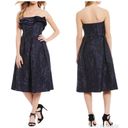 Antonio Melani  Strapless Cocktail Dress Midi Embroidered Navy Blue Size 4 New Photo 2