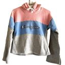 Champion  Reverse Weave Colorblock Cropped Hoodie Cotton Pink Blue Gray Small Photo 1