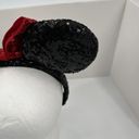 Disney  Parks Minnie Mouse Ears Hat Headband Black Sequins Red Sequins Bow Photo 9