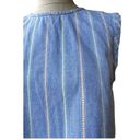 Draper James  Popover Blue Oxford Stripe Cotton Chambray Sleeveless Top Small Photo 3