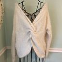 Hippie Rose  Mohair Like Twist Sweater Sz M White 2 Way fuzzy cropped plunge back Photo 0