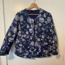 Talbots  Womens Jacobean Quilted Blanket Jacket Blue Floral Size‎ Large Photo 0