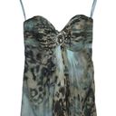 Jovani  Strapless Animal Print Prom Formal Dress Turquoise Blue Brown Size 0 NWT Photo 2