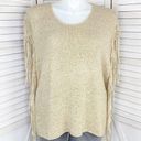 Chico's Chico’s Tarrin Tape Yarn Fringe Poncho Sweater Taupe Tan Large XL Photo 0