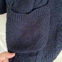 J.Jill  Chunky Cable Knit Button Front V Neck Cardigan Navy Size XL NWT Photo 2