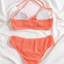 Neon Coral Two Piece High Waisted Swimsuit Photo 2