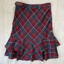 Ralph Lauren  Blue Label Ruffle Plaid Skirt Women's 6 Tartan 100% Wool Preppy Photo 4