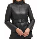 Cole Haan  351M2014 Size L Belted 100% Genuine Lambskin Leather Jacket Black $600 Photo 11