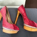 Brian Atwood  Pink Snakeskin Platform Pumps Heels - Size 6 Photo 6