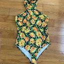 ZARA  Twist Neck Floral Halter Top Bodysuit Small Yellow Green Floral Sz M Photo 10