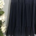 Giorgio Armani  Navy Ruffle Pleated Silk Skirt Sz 8 Photo 3