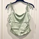 Hollister NWT  Green Satin Ruched Cami Top - Medium Photo 4