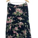 CAbi  Flowy High Waisted Midi Skirt Floral Print Black Pink Rayon Womens 8 Photo 3