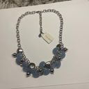 Talbots  Silver Tone / Blue Statement Necklace NWT Adjustable Length Photo 2