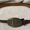 Ladies Western‎ Cowgirl Tooled Brown Leather Patsy Belt Size 30” Photo 0