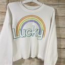 Grayson Threads cotton graphic Lucky rainbow white sweatshirt Size Medium Photo 4