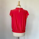 Tommy Hilfiger Solid Pink High Neck Short Sleeve Blouse Photo 4