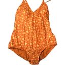 Modcloth  THE PEGGY ONE PIECE CORAL TANGERINE ORANGE YELLOW PRINT SWIMSUIT S Photo 3