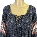 American Eagle  Womens Tunic Mini Dress Long Sleeves Boho Peasant Blue Pink XS Photo 4