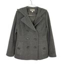 Croft & Barrow  Gray Wool Double-Breasted Wool Peacoat Medium Preppy Photo 0