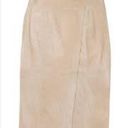 Vince Lamb Leather  Faux Wrap Midi in Marzipan Beige Suede Leather Skirt… Photo 0