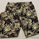 Soft Surroundings  Moonstruck Gold Foil Metallic Floral Pull On Pants Size Medium Photo 3