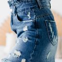 Nana Macs  Ruffle Waist Distressed Denim Skirt Photo 4