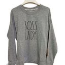 Rae Dunn  “Boss Lady” Sweatshirt Gray NWT S Photo 0