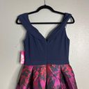 Morgan & Co NWT  Off Shoulder Party Dress w/ Pockets Navy Wine Floral 5 / 6 Photo 7