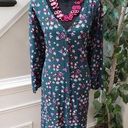 Krass&co Dreams & . Women's Green Floral Rayon V-Neck Long Sleeve Knee Length Dress 3X Photo 0