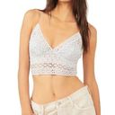 Free People  Carrie embroidered gray blue moon longline bralette, L NWT Photo 0