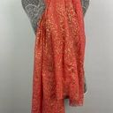 Cynthia Rowley Coral Gold Sheer Lightweight Rectangular Scarf with Fringe Hem Photo 0