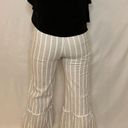 English Factory Gray Striped Ruffle Cropped Bell Bottom Linen Pants - XS Photo 6