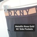 DKNY  Womens Metallic Rose Gold Spellout Athletic Leggings W/ Pockets Size Small Photo 2