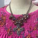 NWT New Bohemian Flower Beaded Necklace Silver & Gold Chunky Chain 20” Photo 14