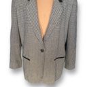 Houndstooth Vintage Casablanca Blazer Jacket Oversized Black  Velvet Collar Wool Photo 2