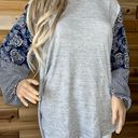 Style & Co Grey Patterned Sleeve Top Photo 4