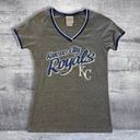 5th & Ocean  KC Royals Grey Ringer T Shirt Womens M Distressed Logo Hosmer #35 Photo 0