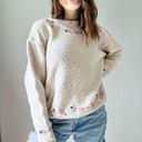 Northern Reflections  Cream Floral Embroidered Knit Sweater Size XL Photo 3