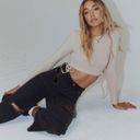 Princess Polly Cece Hammer Wide Leg Knee Rip Jeans in Black Denim Photo 3