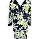 Tiana B . Floral Puff Paint Dress Shift 3/4 Sleeve Stretch Pullover Blue Green 10 Photo 0