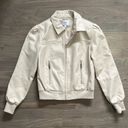 Nine West  Faux Vegan Leather Bomber Jacket Cream XS. Excellent condition! Photo 2