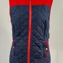 Charter Club New  Colorblocked Quilted Vest Full Zip Navy Blue Red Photo 3