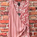 Bobeau Coral and White  Striped with Floral Print Wrap Sleeveless Blouse Photo 0