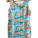 Talbots City Print Scenic Village Shift Dress Lined Light Blue Cotton sz 10 Photo 0