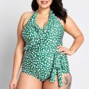 Modcloth  green ditzy floral printed ruffle one piece swimsuit Photo 1