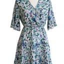 a.n.a -Kaci Dress Lavender Green Floral Flutter Short Sleeve Tiered Boho Small Photo 0